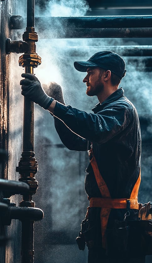 worker on pipes